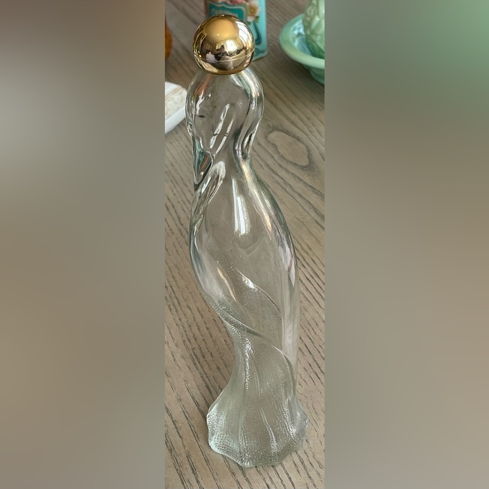 Avon Elegant Glass Bath Bottle with Gold Cap